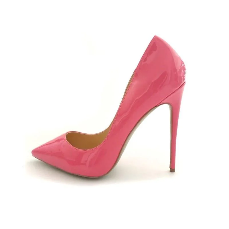 Sleek and Shiny Patent Pump Heels for a Polished Look--Hot Pink Patent Leather Sexy Stiletto High Heels Pumps