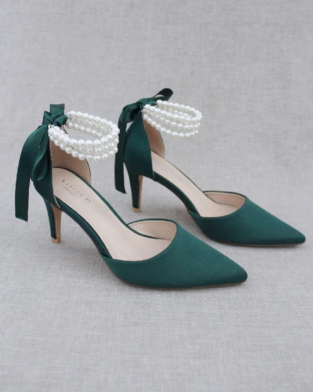 Trinity Pearl Wrap Evening Shoes---Elegant Evening Heels for Weddings and Parties