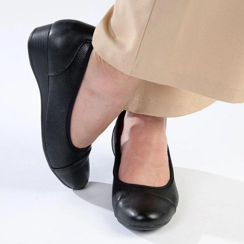 Stylish Platform Heels for Extra Height--Hush Puppies Rishelle Wedge - Black Mono