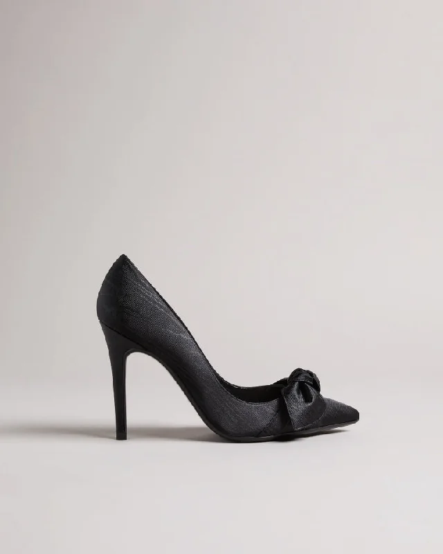 Hyana Moire Satin Bow Court Shoes BlackAffordable Satin Heels with a Luxe Touch