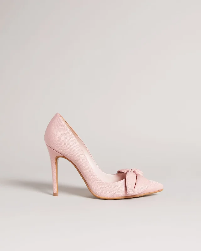 Hyana Moire Satin Bow Court Shoes Dusky-PinkAffordable Satin Heels with a Luxe Touch