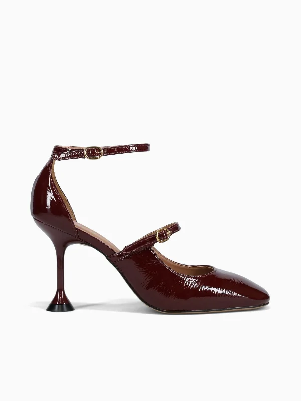 Stiletto Heel Pumps with Perfect Fit--Emma Dark Red Verniz Show-Fashionable & Classic