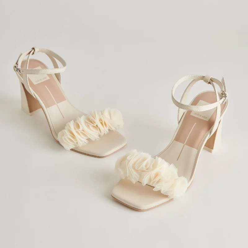 IESHA HEELS IVORY LEATHER---Comfortable Leather Pumps for Office and Everyday Wear