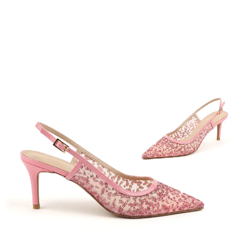 ILARIA - pink glitter slingback---Trendy Glitter Heels for a Glamorous Look