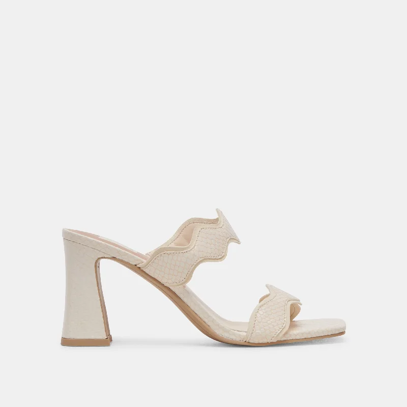 ILVA HEELS CREME EMBOSSED LEATHER---Comfortable Leather Pumps for Office and Everyday Wear