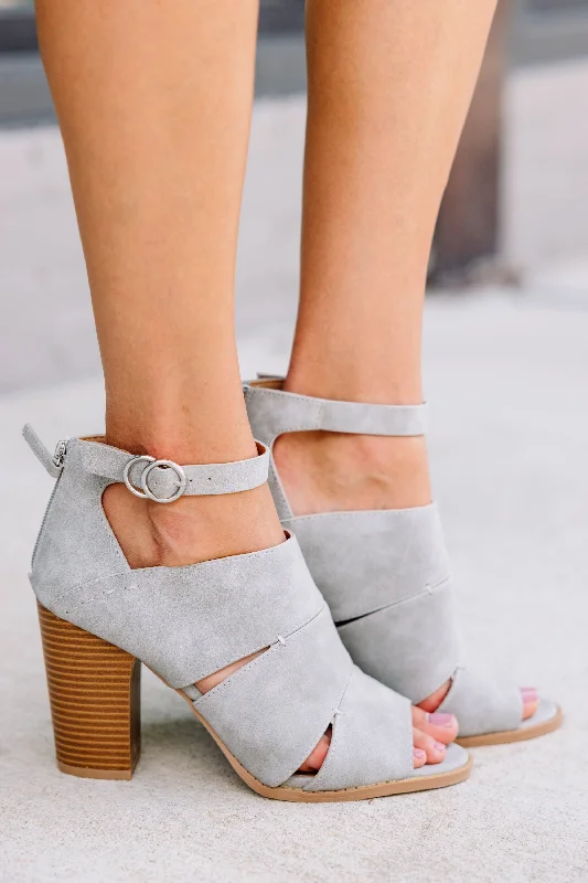 Stylish Lace Pumps for a Chic Look--In High Places Gray Heels