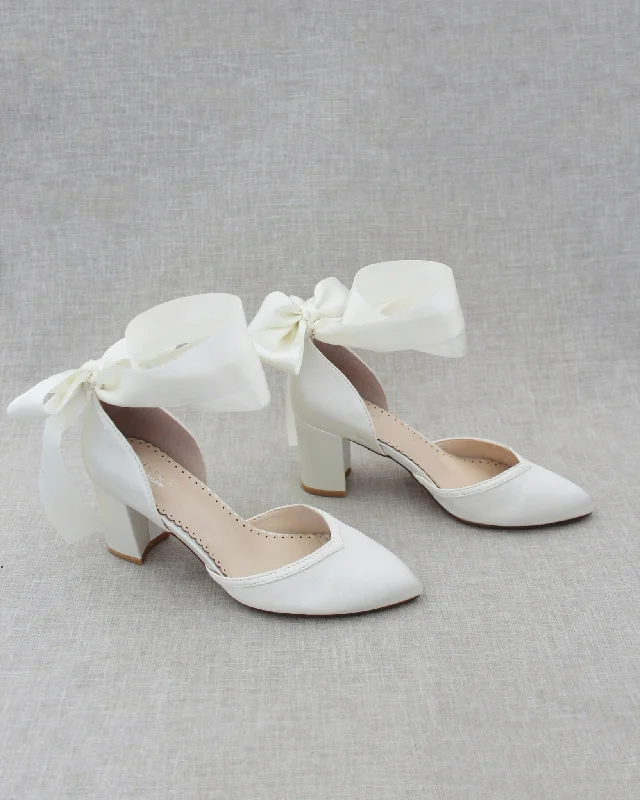 Trendy Chunky Heel Pumps for Casual Wear--Ankle Wrap Tie Wedding Block Heels