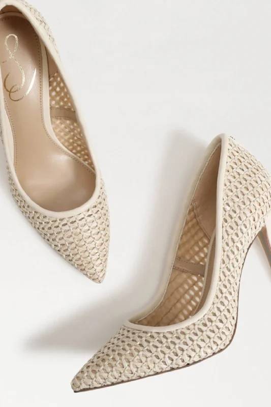 Ivory Rafia Hazel Pump---Fashionable Kitten Heels for Date Night