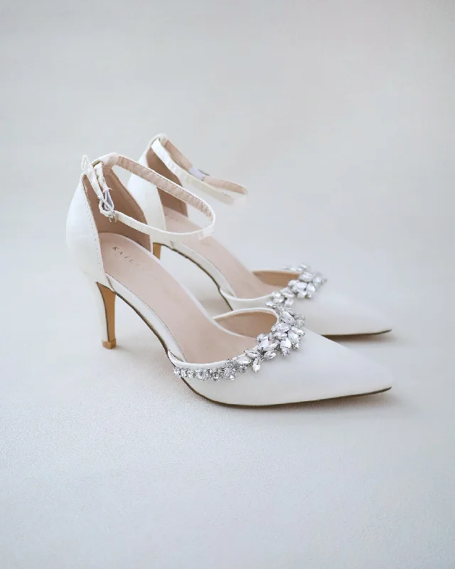 Affordable Rhinestone Pumps for a Dazzling Look---Wedding Heels with Marquise Rhinestones