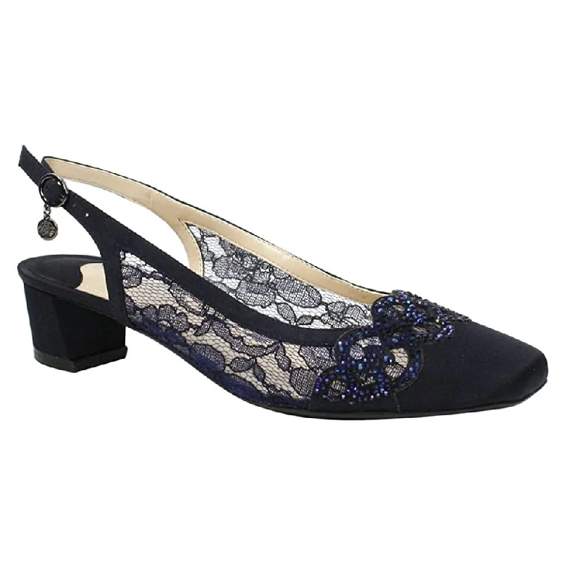 Stylish Lace Pumps for a Chic Look--J. Renee Faleece Heel Navy Lace (Women's)