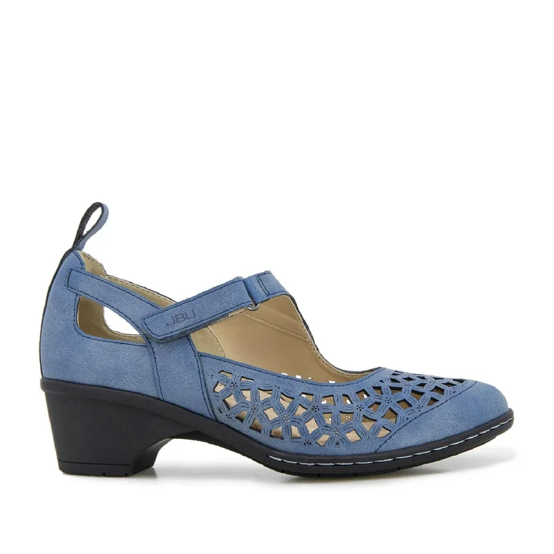 Jambu Women's Jolene in Denim---Chic Denim Fabric Heels for a Unique Look