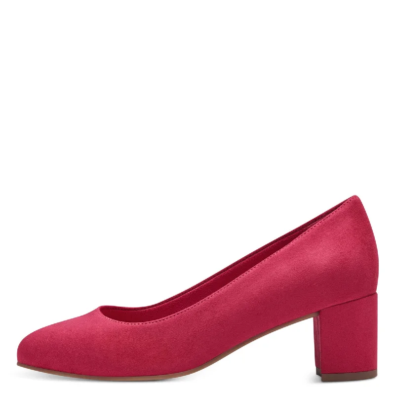 Trendy Chunky Heel Pumps for Casual Wear--Jana Fuchsia Wide Fit Block Heel Shoes