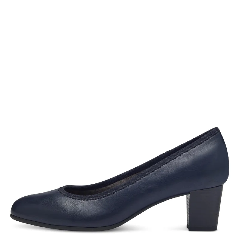 Trendy Chunky Heel Pumps for Casual Wear--Jana Navy Wide-Fit Block Heel Shoe: Stability and Comfort