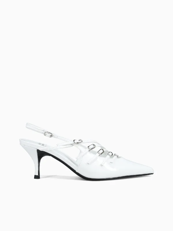 Stiletto Heel Pumps with Perfect Fit--Lash White Patent-Fashionable & Classic