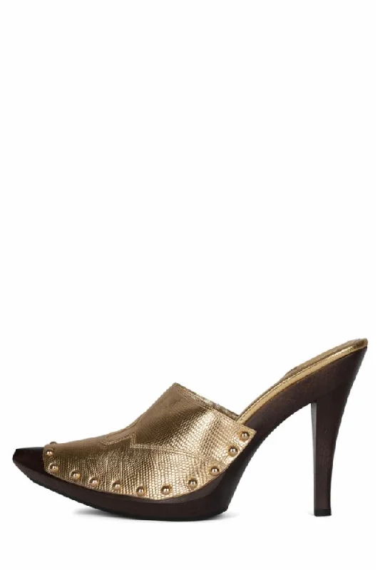 Jeffrey Campbell  Women's Jayde Gold M---Fashionable Kitten Heels for Date Night