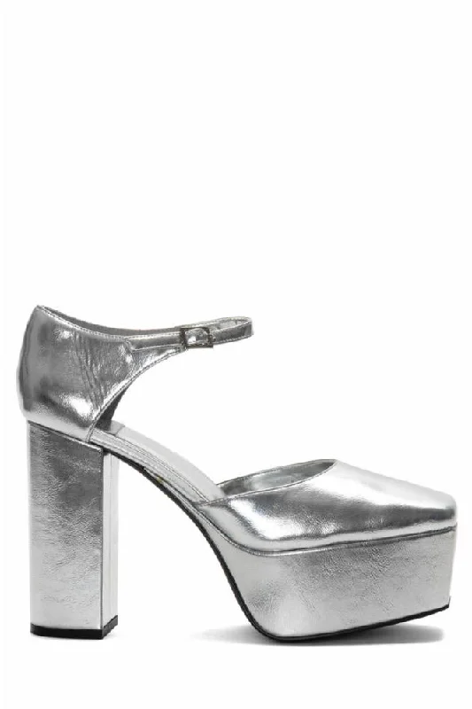 Jeffrey Campbell  Women's Ovr_N_Out Silver M---Fashionable Kitten Heels for Date Night