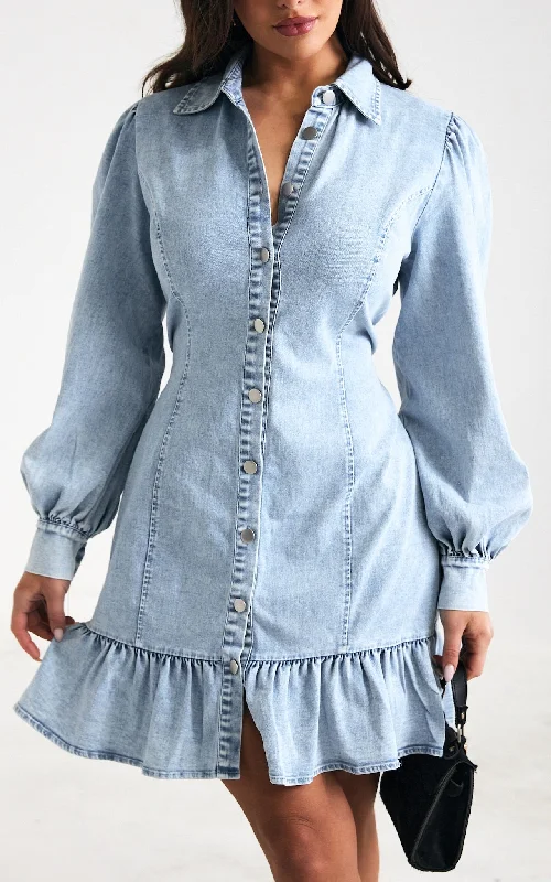 Best denim dresses for short torsos--Jemima Denim Dress - Blue