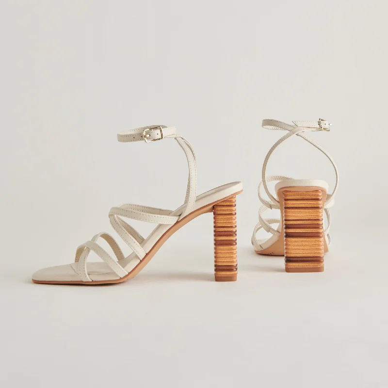 JENKO HEELS IVORY LEATHER---Comfortable Leather Pumps for Office and Everyday Wear