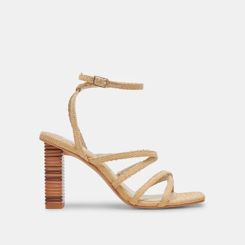 Stiletto Heel Pumps with Perfect Fit--JENKO HEELS LT NATURAL RAFFIA-Fashionable & Classic