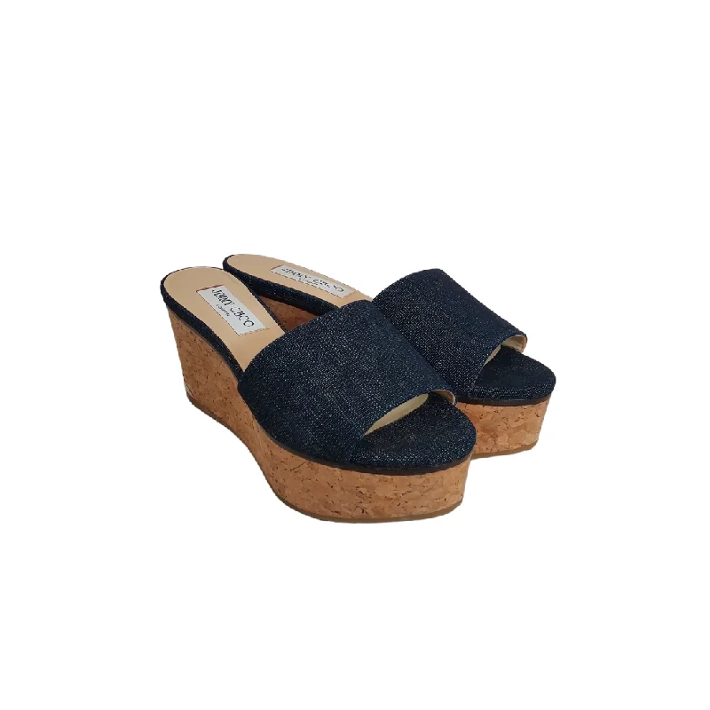 Stiletto Heel Pumps with Perfect Fit--Jimmy Choo 'Deedee 80' Denim & Cork Wedges | Brand New |-Fashionable & Classic