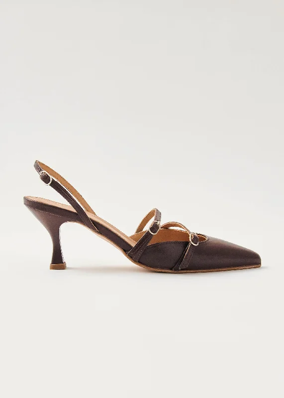 Joelle Brown Leather Pumps---Comfortable Leather Pumps for Office and Everyday Wear