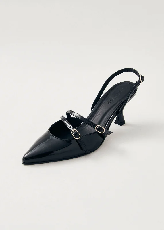 Joelle Onix Black Leather Pumps---Comfortable Leather Pumps for Office and Everyday Wear