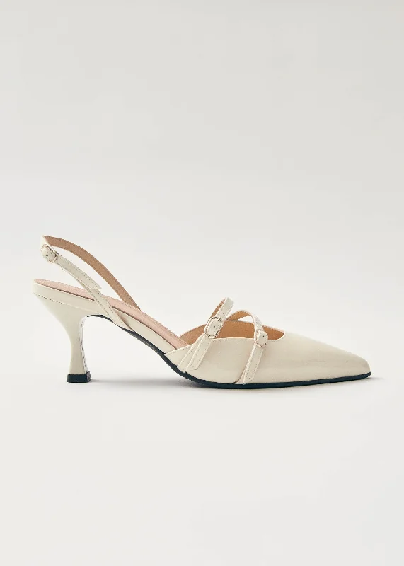 Joelle Onix Cream Leather Pumps---Comfortable Leather Pumps for Office and Everyday Wear