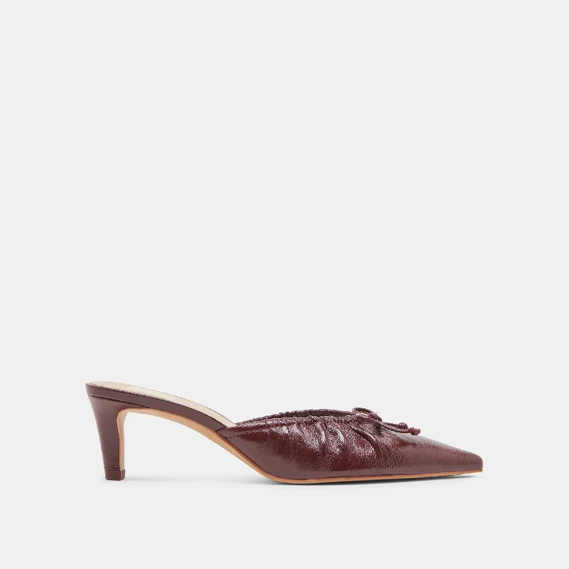 Stiletto Heel Pumps with Perfect Fit--KAIRI MID HEELS CRANBERRY CRINKLE PATENT-Fashionable & Classic