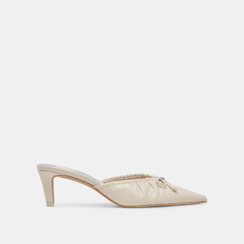 Stiletto Heel Pumps with Perfect Fit--KAIRI MID HEELS IVORY CRINKLE PATENT-Fashionable & Classic