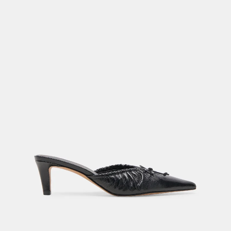 Stiletto Heel Pumps with Perfect Fit--KAIRI MID HEELS MIDNIGHT CRINKLE PATENT-Fashionable & Classic