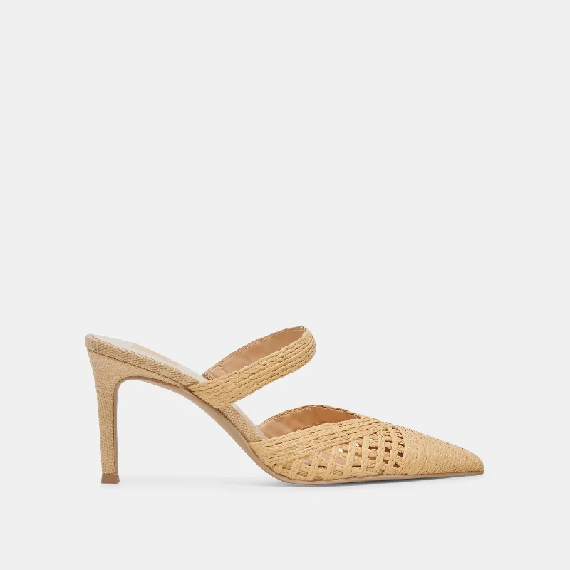 Stiletto Heel Pumps with Perfect Fit--KALINE HEELS LT NATURAL RAFFIA-Fashionable & Classic