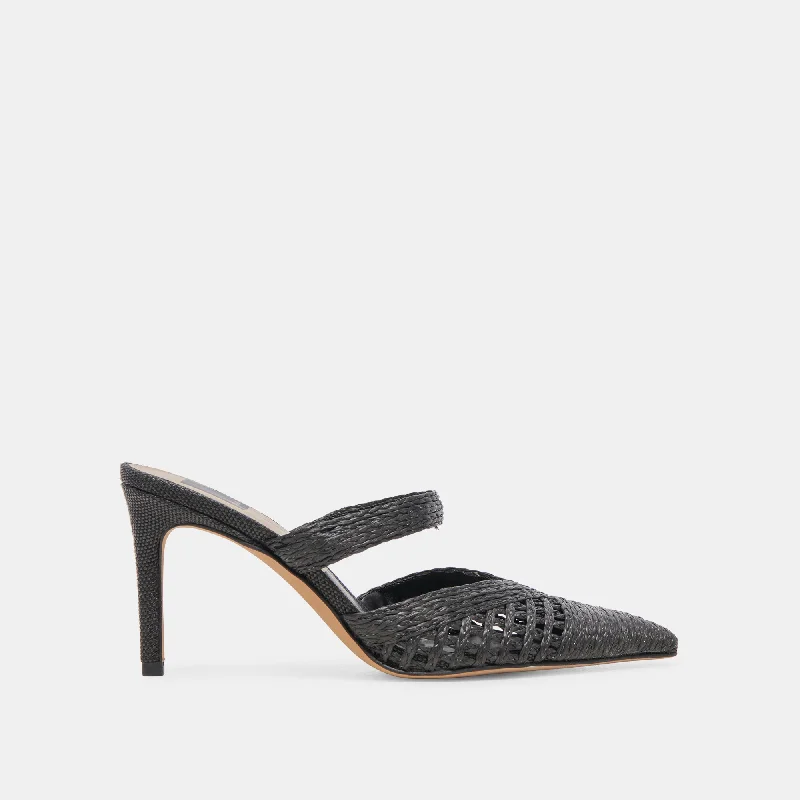 Stiletto Heel Pumps with Perfect Fit--KALINE HEELS ONYX RAFFIA-Fashionable & Classic