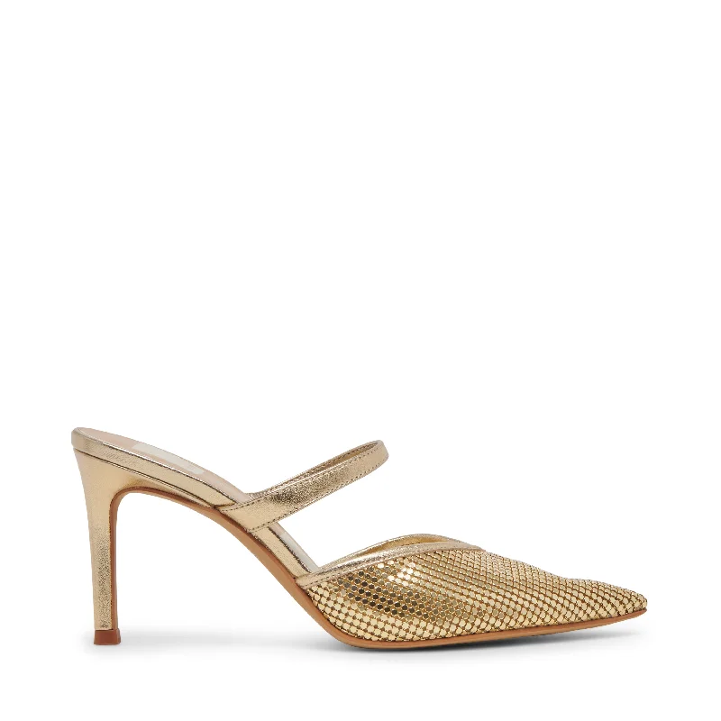 KANIKA MESH GOLD---Fashionable Kitten Heels for Date Night