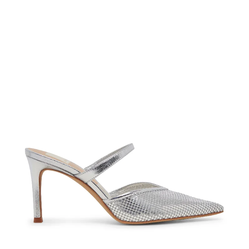 KANIKA MESH SILVER---Fashionable Kitten Heels for Date Night