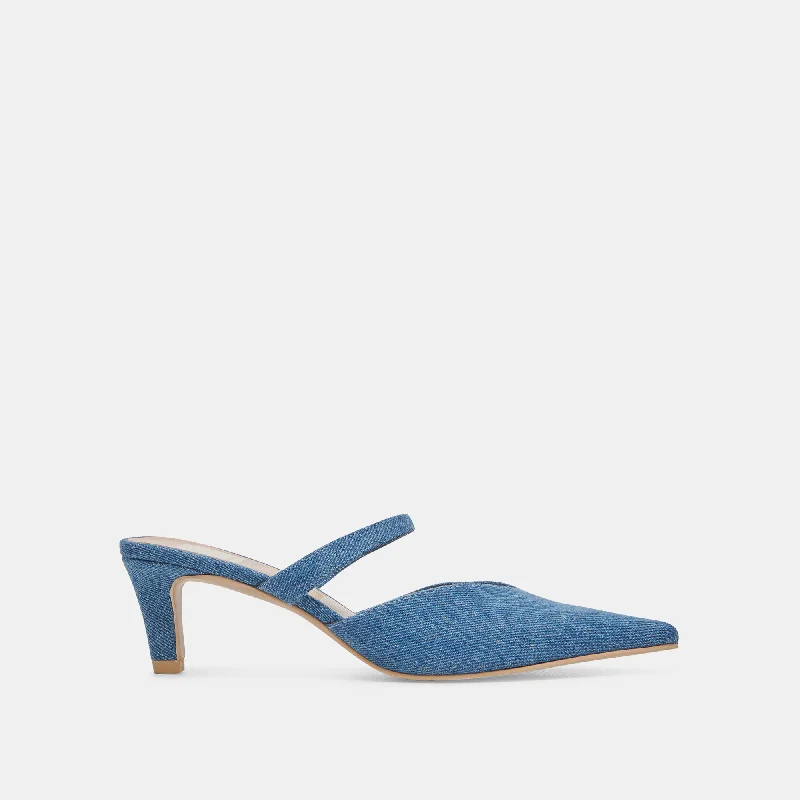 Stiletto Heel Pumps with Perfect Fit--KANIKA MID HEELS BLUE DENIM-Fashionable & Classic