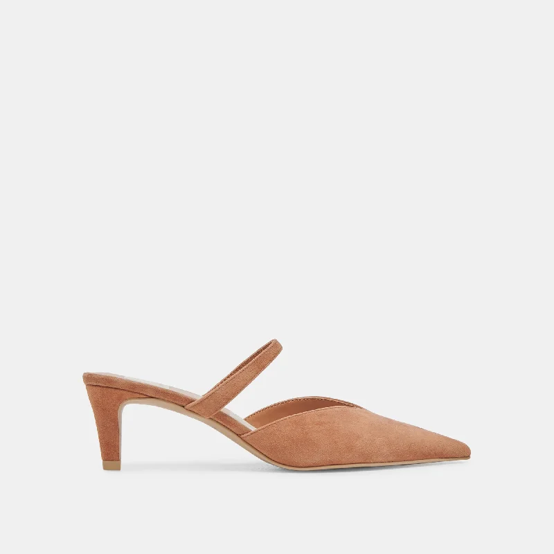 Affordable Suede Ankle Pumps for All-Day Wear--KANIKA MID HEELS BROWN SUEDE