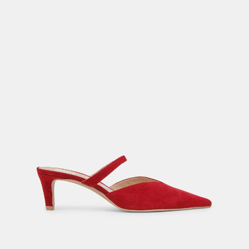 Affordable Suede Ankle Pumps for All-Day Wear--KANIKA MID HEELS CRIMSON SUEDE