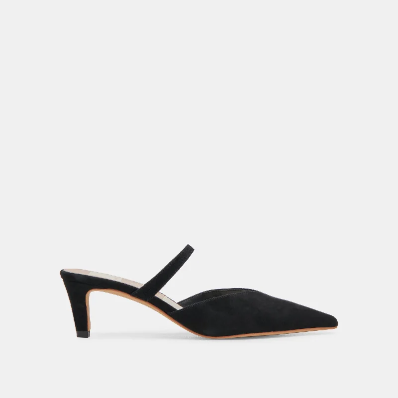 Affordable Suede Ankle Pumps for All-Day Wear--KANIKA MID HEELS ONYX SUEDE