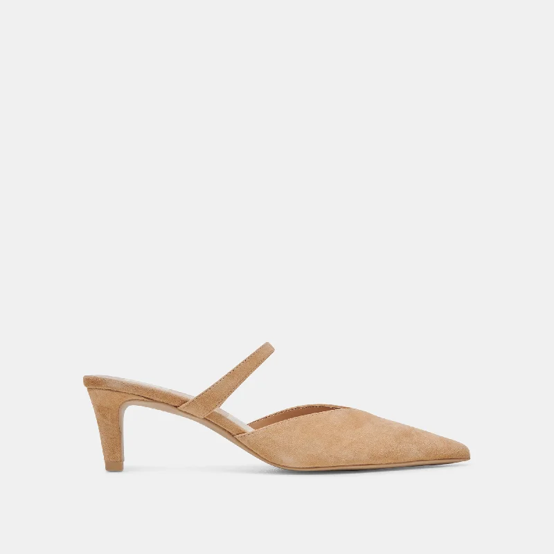 Affordable Suede Ankle Pumps for All-Day Wear--KANIKA MID HEELS TAN SUEDE