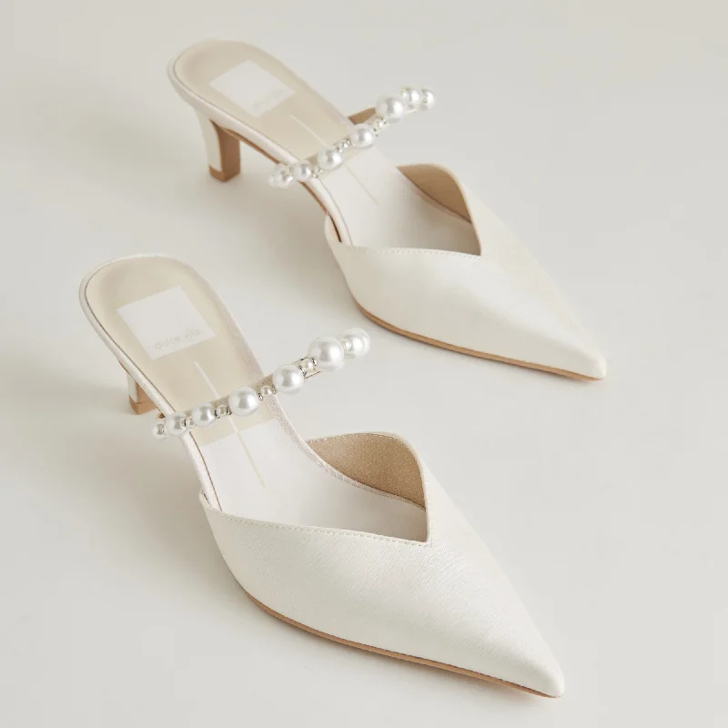 Stiletto Heel Pumps with Perfect Fit--KANIKA PEARL MID HEELS VANILLA PEARLS-Fashionable & Classic