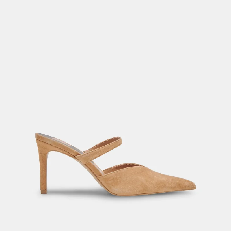 Affordable Suede Ankle Pumps for All-Day Wear--KANIKA WIDE HEELS TAN SUEDE