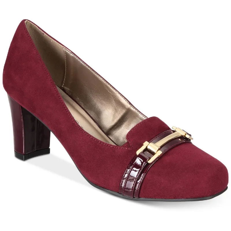 Karen Scott Womens Penzey Faux Suede Square toe Pumps---Durable Square Toe Block Heels for Everyday Use