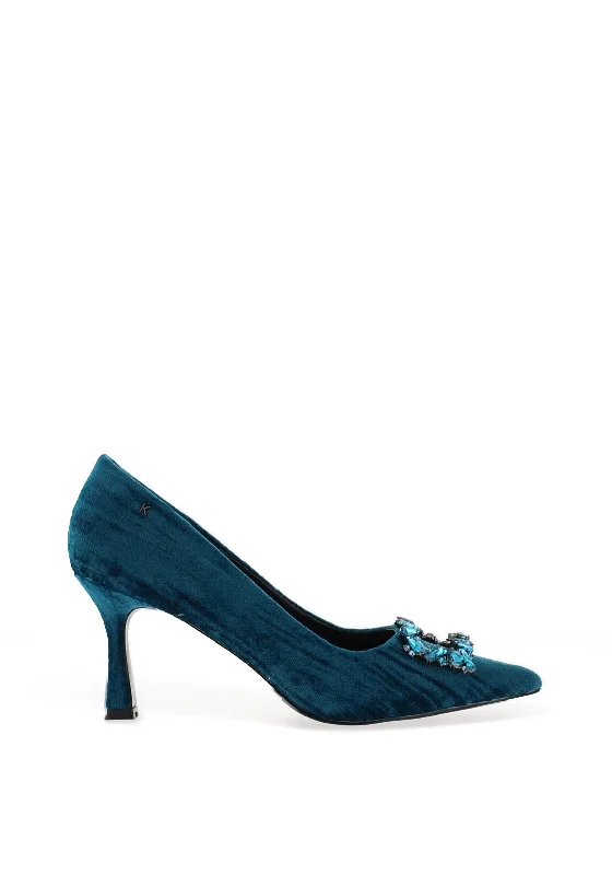 Kate Appleby Tawtan Velvet Embellished Heels, Turquoise---Chic Embellished Pumps for a Glamorous Look