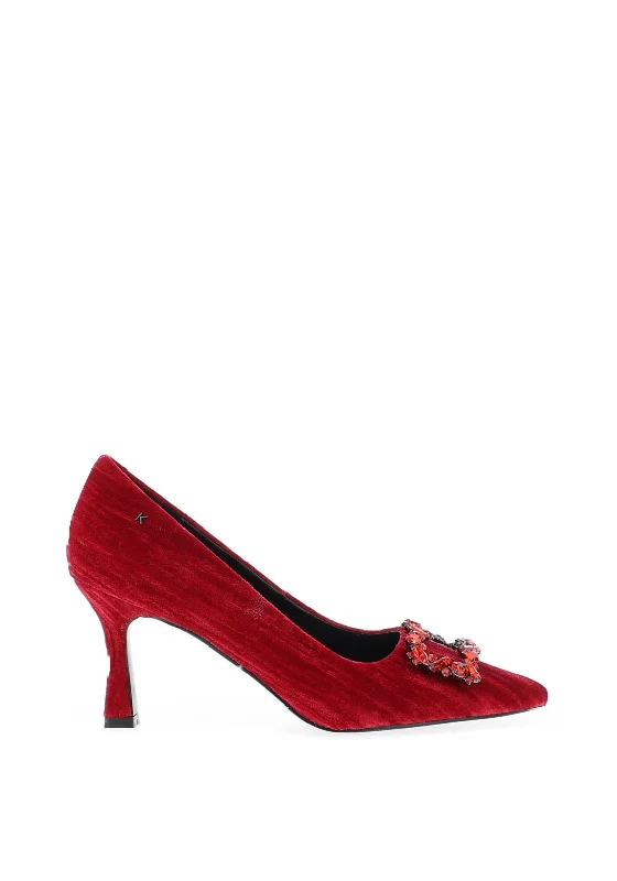 Kate Appleby Tawtan Velvet Embellished Heels, Red---Chic Embellished Pumps for a Glamorous Look