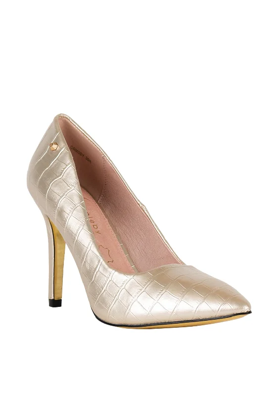 Stiletto Heel Pumps with Perfect Fit--Kate Appleby Ormsby Pointed Toe High Heels, Gold-Fashionable & Classic