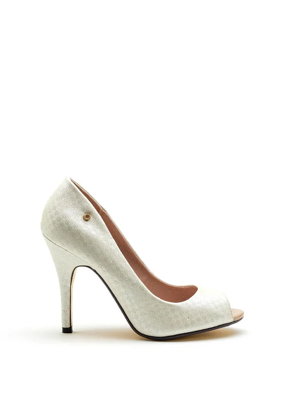 Trendy Peep Toe Platform Heels Crafted from Genuine Leather--Kate Appleby Torridge Peep Toe High Heel Shoes, Gold