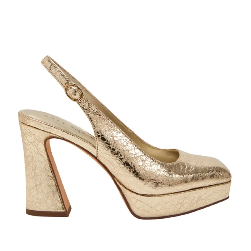 Katy Perry Women's Square Slingback in Gold---Fashionable Kitten Heels for Date Night