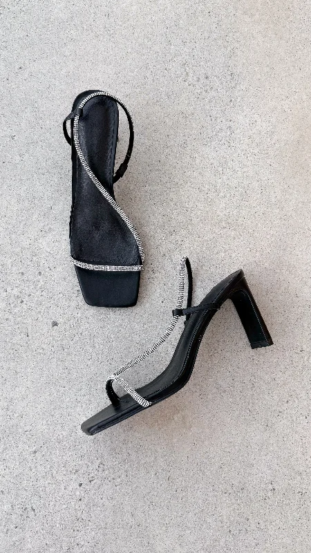 Stiletto Heel Pumps with Perfect Fit--Kaye Heels - Black Diamante-Fashionable & Classic