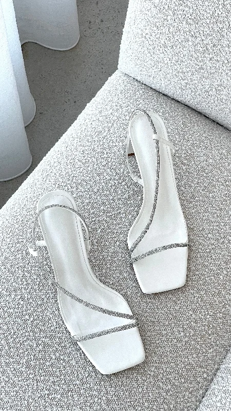 Stiletto Heel Pumps with Perfect Fit--Kaye Heels - White Diamante-Fashionable & Classic