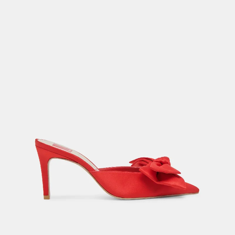 KAYLI HEELS RED SATINAffordable Satin Heels with a Luxe Touch